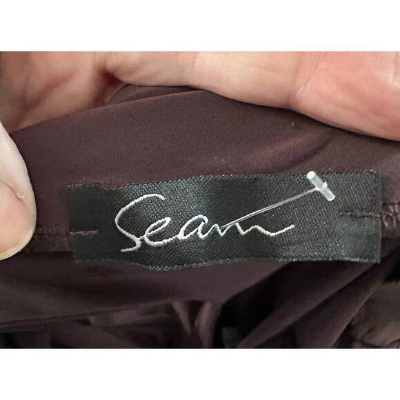 SEAM One-Shoilder Sequin Floral Bodycon Applique Plum Mini Dress Back Cut-Out - Picture 4 of 5